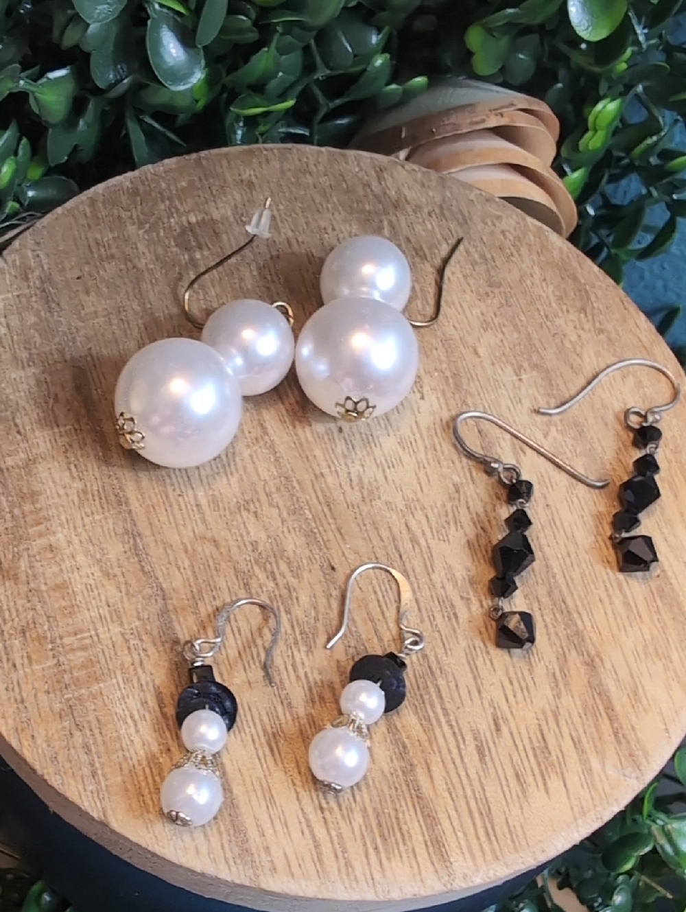 Mini Pearl Snowman Pearl Double-Drop Earring Trio